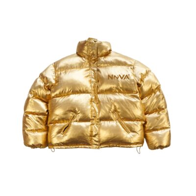 metallic puffer jacket