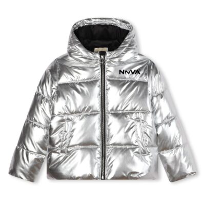 metallic puffer jacket