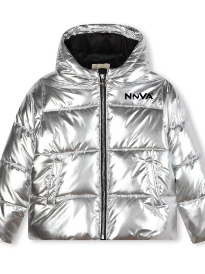 metallic puffer jacket